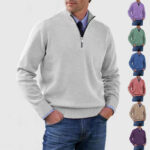 Men's Stand Collar Zipper Knitted Sweater