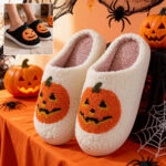 Halloween Pumpkin Cartoon Winter Slippers