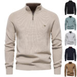 Men's Zipper Stand Collar Knitted Sweater
