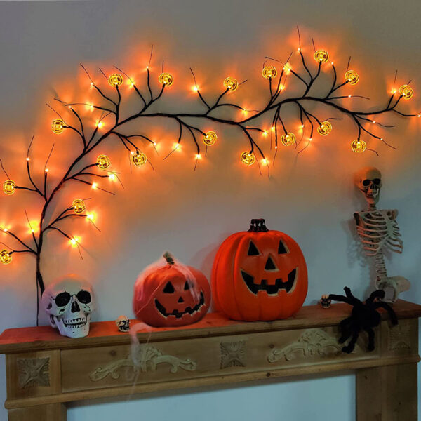 Halloween LED Vine String Lights with Bat & Pumpkin