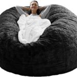 5ft Black Velvet Bean Bag Chair Cover