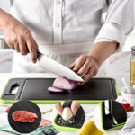 Double-Sided Kitchen Cutting Board with Defrost & Sharpener