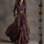 Plaid Long-Sleeve Shirt Dress with Pockets — Retro & Stylish.