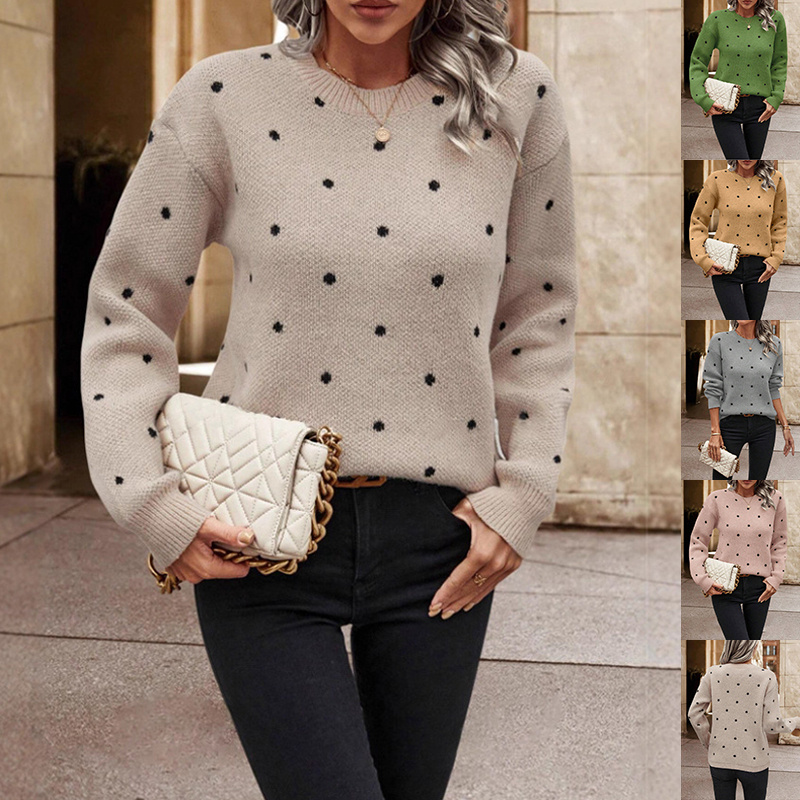 5c8061ab-4fbf-4e2c-8d7f-02e4b2e47f38.jpg Polka Dot Knit Pullover β Casual, Cozy & Stylish. - Image 1