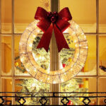 Luxury LED Christmas Door Wreath with Bow (50cm)