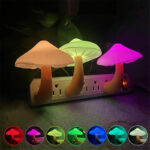 Mushroom LED Night Light — Auto Sensor, Warm Glow.