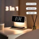3-in-1 Bedside Lamp — Wireless Charger & Alarm Clock.